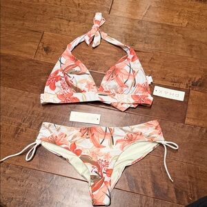 PHAX Floral Bikini - Coral and Cream